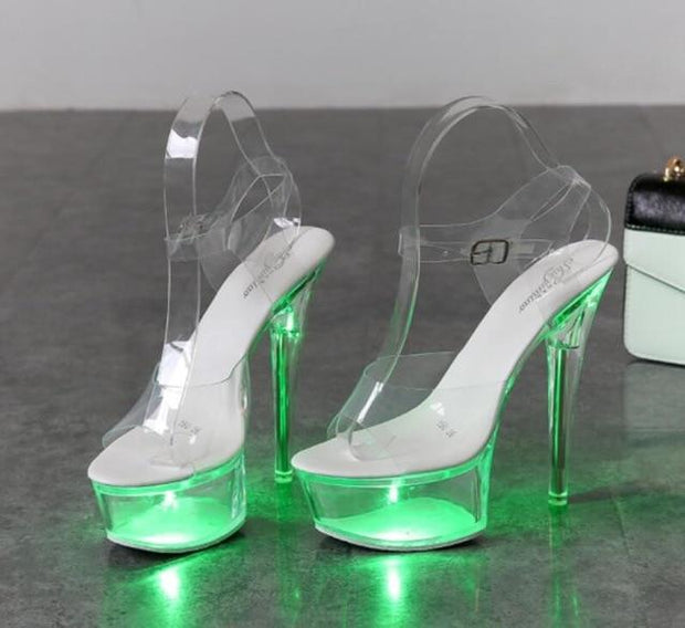 Luminous High Heel Transparent Sandals - Ernadi