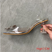 Transparent  women's sandal elegant jelly stiletto shoes pointed rhinestone high heels - Ernadi