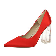 Transparent PU Heel Female Office Shoes