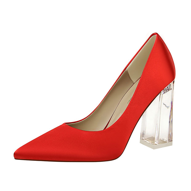 Transparent PU Heel Female Office Shoes
