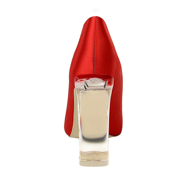 Transparent PU Heel Female Office Shoes