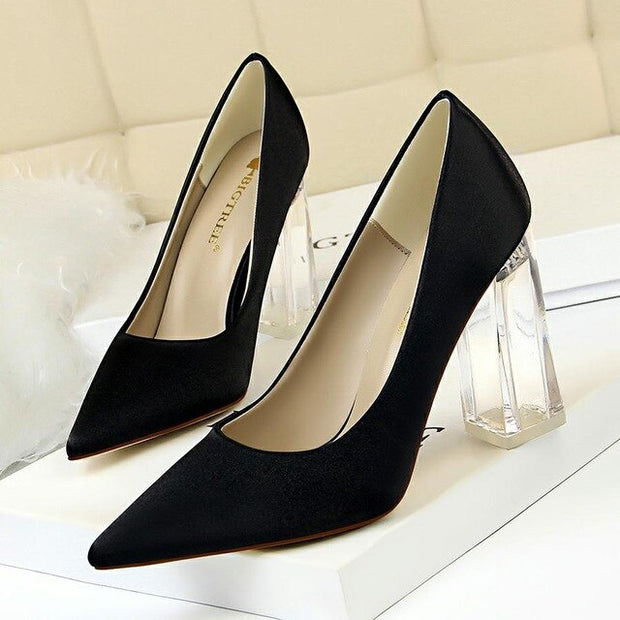 Transparent PU Heel Female Office Shoes