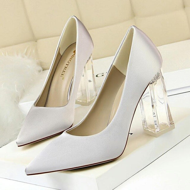 Transparent PU Heel Female Office Shoes