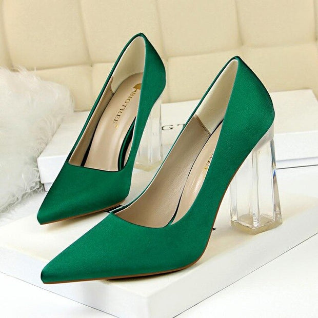 Transparent PU Heel Female Office Shoes