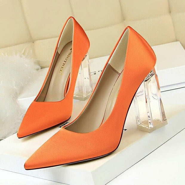 Transparent PU Heel Female Office Shoes
