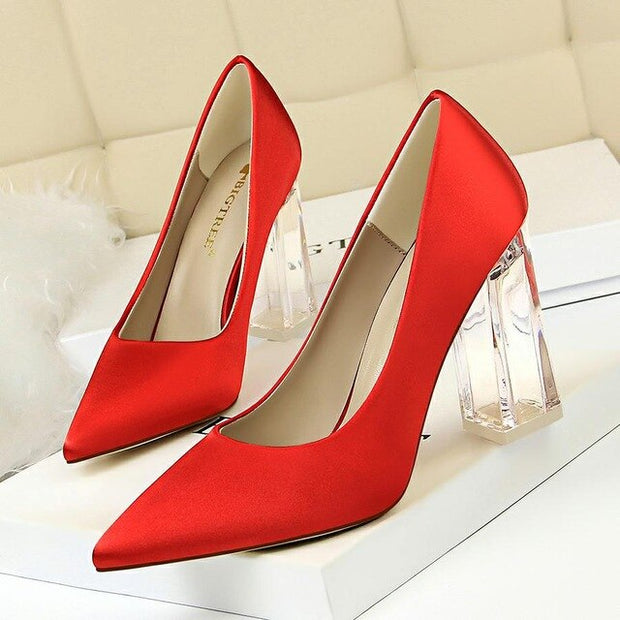 Transparent PU Heel Female Office Shoes