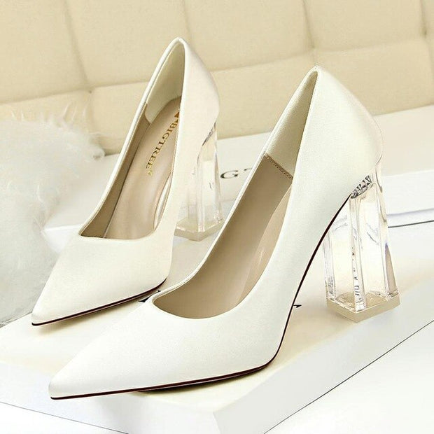 Transparent PU Heel Female Office Shoes