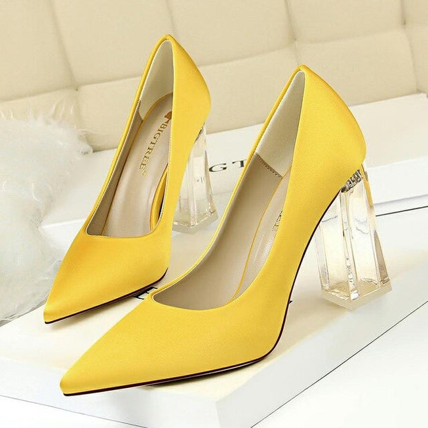 Transparent PU Heel Female Office Shoes