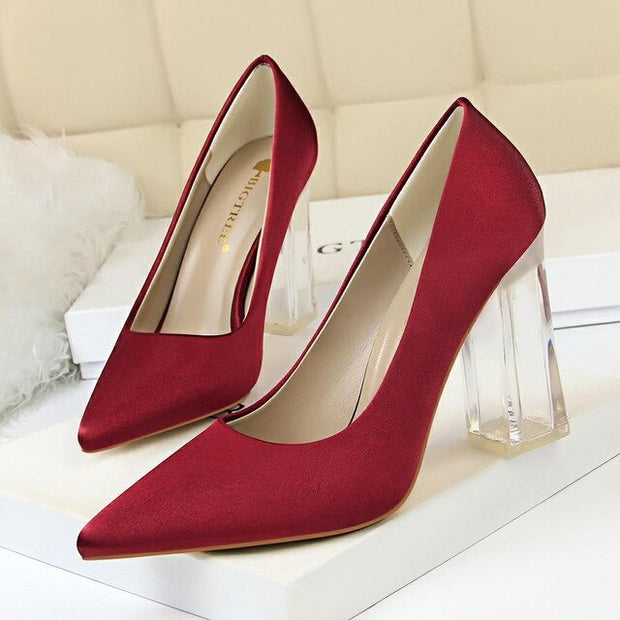 Transparent PU Heel Female Office Shoes