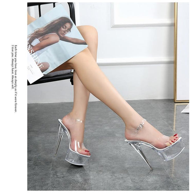Luminous High Heel Transparent Sandals - Ernadi