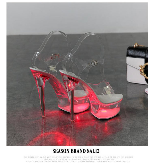 Luminous High Heel Transparent Sandals - Ernadi
