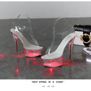 Luminous High Heel Transparent Sandals - Ernadi
