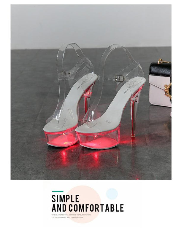 Luminous High Heel Transparent Sandals - Ernadi