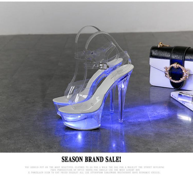 Luminous High Heel Transparent Sandals - Ernadi
