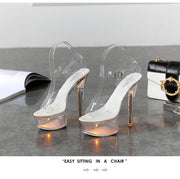 Luminous High Heel Transparent Sandals - Ernadi