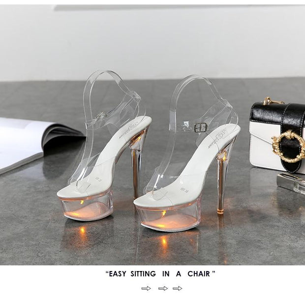 Luminous High Heel Transparent Sandals - Ernadi