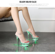 Luminous High Heel Transparent Sandals - Ernadi