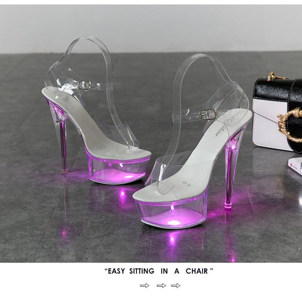 Luminous High Heel Transparent Sandals - Ernadi