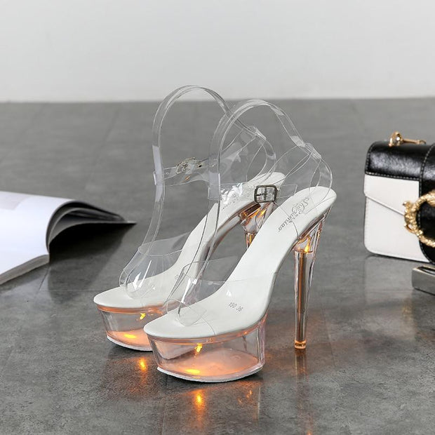 Luminous High Heel Transparent Sandals - Ernadi
