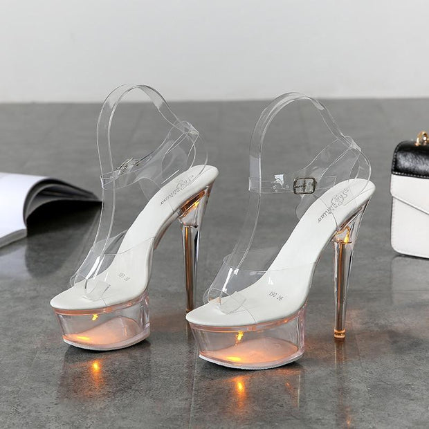 Luminous High Heel Transparent Sandals - Ernadi