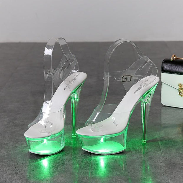 Luminous High Heel Transparent Sandals - Ernadi