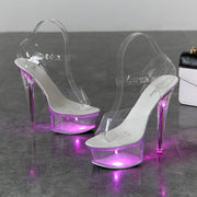 Luminous High Heel Transparent Sandals - Ernadi