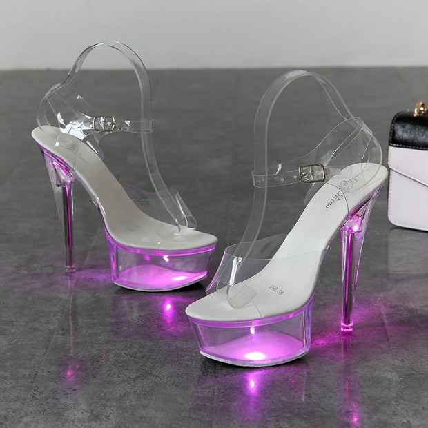 Luminous High Heel Transparent Sandals - Ernadi