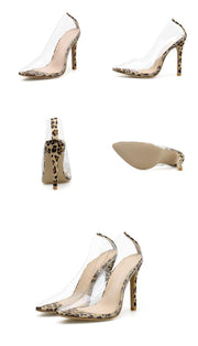 Clear PVC Transparent Heel Stilettos Point Toes Pump - Ernadi