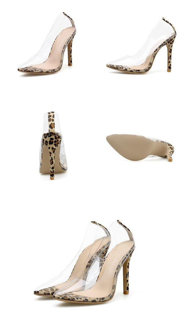 Clear PVC Transparent Heel Stilettos Point Toes Pump - Ernadi