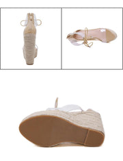 Lace Up Transparent Wedge Sandals - Ernadi