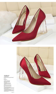 Transparent PU Heel Female Office Shoes