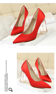 Transparent PU Heel Female Office Shoes