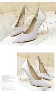 Transparent PU Heel Female Office Shoes