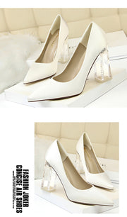 Transparent PU Heel Female Office Shoes
