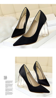 Transparent PU Heel Female Office Shoes