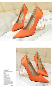 Transparent PU Heel Female Office Shoes