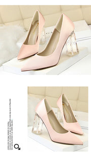 Transparent PU Heel Female Office Shoes