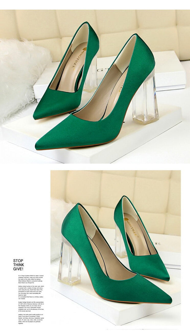 Transparent PU Heel Female Office Shoes