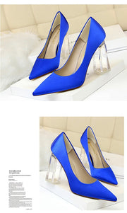 Transparent PU Heel Female Office Shoes
