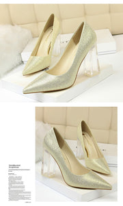 Transparent PU Heel Female Office Shoes