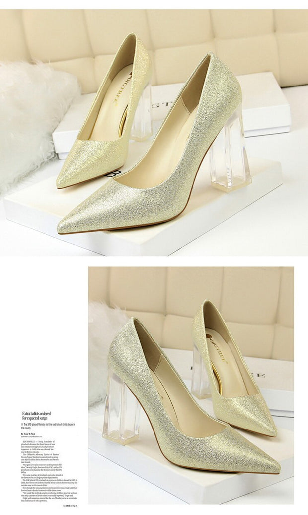 Transparent PU Heel Female Office Shoes