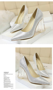 Transparent PU Heel Female Office Shoes