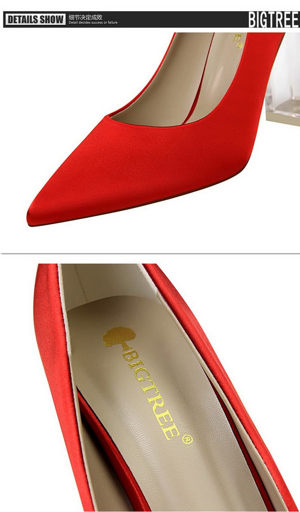 Transparent PU Heel Female Office Shoes