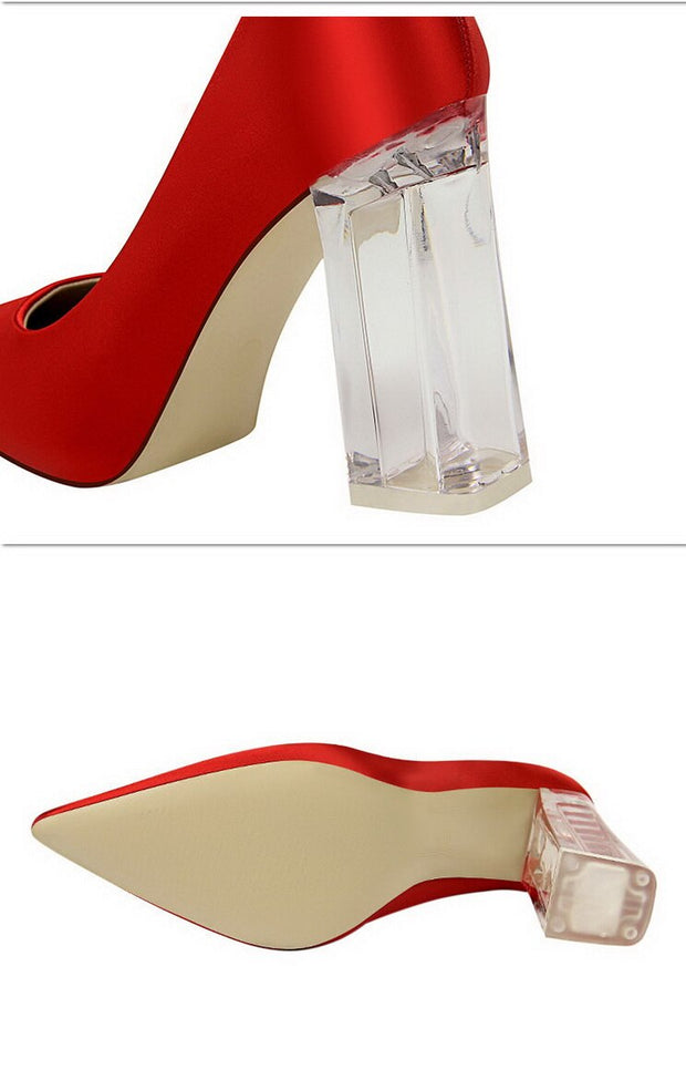 Transparent PU Heel Female Office Shoes