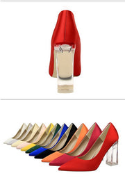 Transparent PU Heel Female Office Shoes