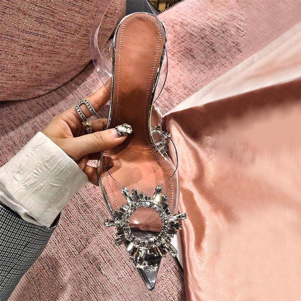Peep Toe Pumps Transparent PVC Shoes High Heels Clear Ladies Sandals - Ernadi