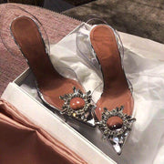 Peep Toe Pumps Transparent PVC Shoes High Heels Clear Ladies Sandals - Ernadi