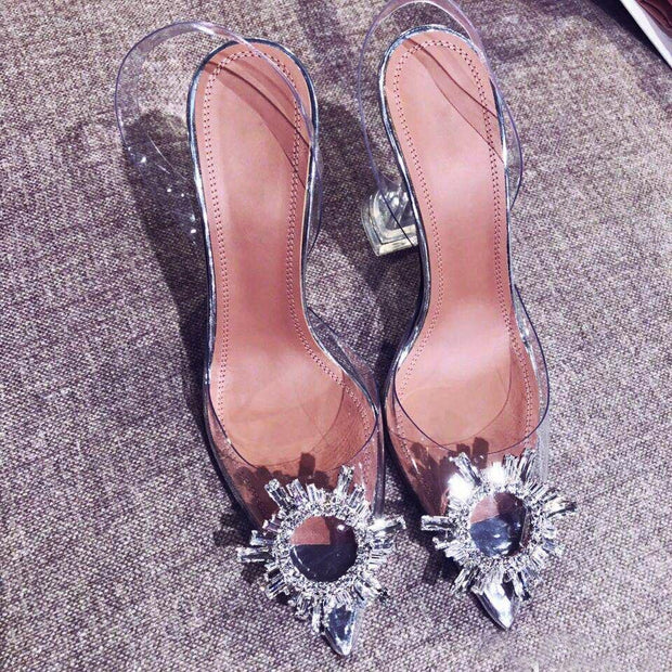 Peep Toe Pumps Transparent PVC Shoes High Heels Clear Ladies Sandals - Ernadi