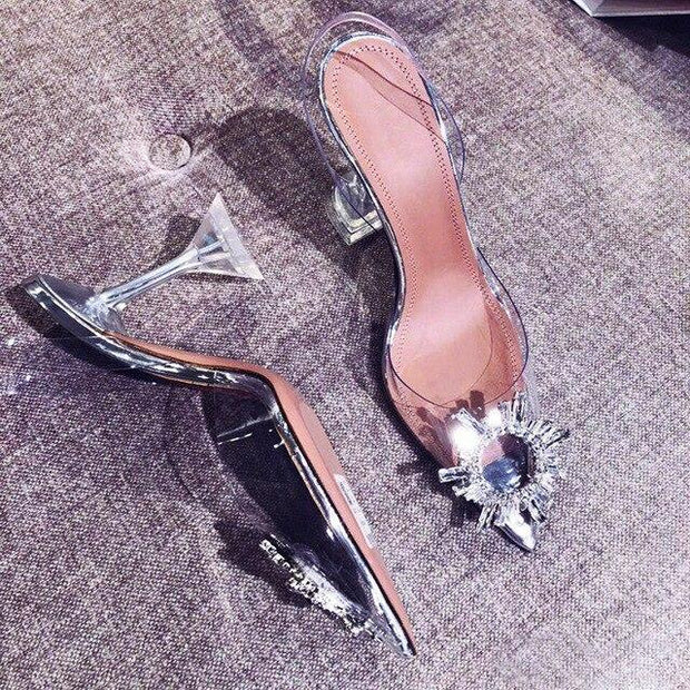 Peep Toe Pumps Transparent PVC Shoes High Heels Clear Ladies Sandals - Ernadi