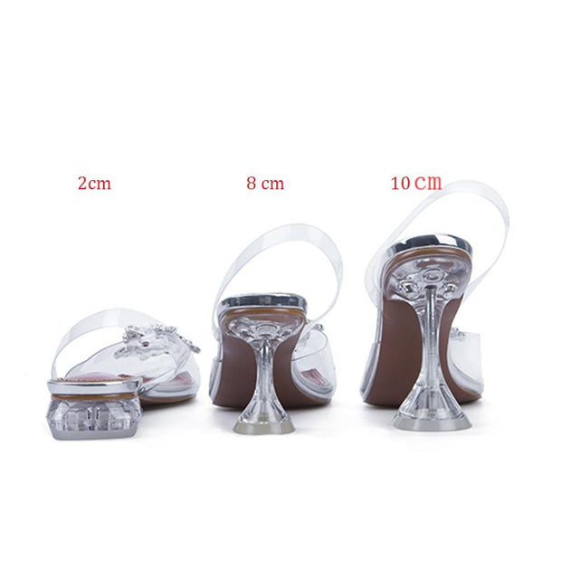Peep Toe Pumps Transparent PVC Shoes High Heels Clear Ladies Sandals - Ernadi